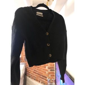 Urban outfitters black cropped button sweater